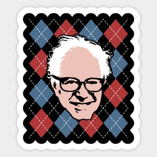 Red White and Bernie Argyle Ugly Christmas Sweater Sticker